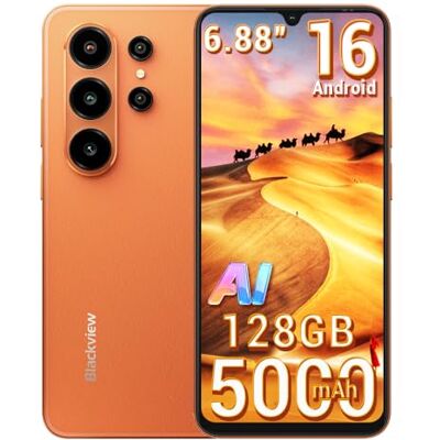 Blackview Wave 10C Smartphone Android 16, 16GB+128GB/1TB TF Teléfono Móvil Barato, 6.88" HD+, 32MP+13MP AI Cámara, 5000mAh Batería, 4G LTE/Dual SIM/WiFi 5/ GPS/OTG/FM/3.5mm Jack/Funda Móvil, Naranja Blackview Wave 10C Smartphone Android 16, 16GB+128GB/1TB TF Teléfono Móvil Barato, 6.88" HD+, 32MP+13MP AI Cámara, 5000mAh Batería, 4G LTE/Dual SIM/WiFi 5/ GPS/OTG/FM/3.5mm Jack/Funda Móvil, Naranja
