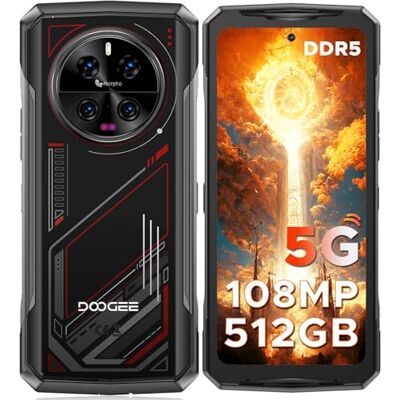 Doogee V40 Telephone Portable Incassable 5G, 32GB RAM+512GB ROM(TF 2TB) Smartphone Incassable Android 14 Avec 120Hz 6,78” FHD+ Écran, 4nm D7300 CPU/AI 108MP/WiFi 6E/BT 5,4/NFC/3 Fente de Carte, Rouge Doogee V40 Telephone Portable Incassable 5G, 32GB RAM+512GB ROM(TF 2TB) Smartphone Incassable Android 14 Avec 120Hz 6,78” FHD+ Écran, 4nm D7300 CPU/AI 108MP/WiFi 6E/BT 5,4/NFC/3 Fente de Carte, Rouge