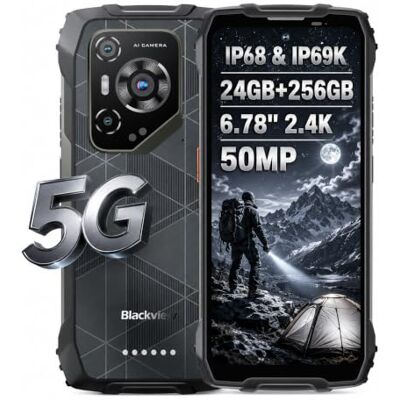 Blackview 5G AI Smartphone Resistente BL7000, Dimensity 6030 24GB+256GB, Cámara AI 50MP, 6,78'' 2.4K 120Hz Pantalla, Batería 7500mAh, Móvil Irrompible Rugerizado IP68, Ranura Triple, NFC GPS Negro Blackview 5G AI Smartphone Resistente BL7000, Dimensity 6030 24GB+256GB, Cámara AI 50MP, 6,78'' 2.4K 120Hz Pantalla, Batería 7500mAh, Móvil Irrompible Rugerizado IP68, Ranura Triple, NFC GPS Negro