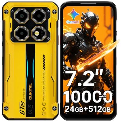 Oukitel WP60 4G Móvil Irrompible Android 16-2026, 7.2" 120Hz, 24GB+512GB 10000mAh/33W Móvil Rugerizado, Cámara 64MP+16MP Movil Resistente, NFC, Dual SIM, Fingerprint, Face ID, GPS, OTG Amarillo Oukitel WP60 4G Móvil Irrompible Android 16-2026, 7.2" 120Hz, 24GB+512GB 10000mAh/33W Móvil Rugerizado, Cámara 64MP+16MP Movil Resistente, NFC, Dual SIM, Fingerprint, Face ID, GPS, OTG Amarillo