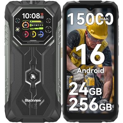 Blackview Android 16 Outdoor Handy für Baustelle & Camping, 15000mAh Dual-Screen Smartphone Ohne Vertrag, 20MP Nachtsicht, IP69K Wasserdicht, 24GB+256GB, Gemini AI/NFC/3 años de garantía Blackview Android 16 Outdoor Handy für Baustelle & Camping, 15000mAh Dual-Screen Smartphone Ohne Vertrag, 20MP Nachtsicht, IP69K Wasserdicht, 24GB+256GB, Gemini AI/NFC/3 años de garantía