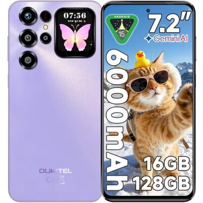 Oukitel C68 Plus Teléfono Movil 7.2"HD+/1.81", 16GB(4+12)+128GB/1TB, Morado Smartphone Android 15, Telefonos Moviles Libres 6000mAh Batería, Cámara 64MP, Movil 4G Dual SIM, NFC, Fingerprint, Face ID Oukitel C68 Plus Teléfono Movil 7.2"HD+/1.81", 16GB(4+12)+128GB/1TB, Morado Smartphone Android 15, Telefonos Moviles Libres 6000mAh Batería, Cámara 64MP, Movil 4G Dual SIM, NFC, Fingerprint, Face ID