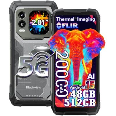 Blackview Xplore 1 Pro (48GB+512GB) Teléfono Movil Resistente con Termográfica Cámara, 6.78" FHD+ Movil Irrompible, 64MP+50MP, 20000mAh Smartphone Todoterreno IP68/5G/NFC/OTG/GPS/Infrarrojo/FM, Negro Blackview Xplore 1 Pro (48GB+512GB) Teléfono Movil Resistente con Termográfica Cámara, 6.78" FHD+ Movil Irrompible, 64MP+50MP, 20000mAh Smartphone Todoterreno IP68/5G/NFC/OTG/GPS/Infrarrojo/FM, Negro