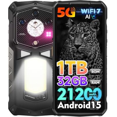 Ulefone Armor 29 Ultra 5G Movil Resistente 2025, 32GB+1TB/SD-2TB Android 15 AI Smartphone 21200mAh Teléfono Movil 6,67” FHD+ 120Hz AMOLED+1,04" Subpantalla, Cámara 64MP+50MP, 3-Slots/WiFi7/OTG/NFC Ulefone Armor 29 Ultra 5G Movil Resistente 2025, 32GB+1TB/SD-2TB Android 15 AI Smartphone 21200mAh Teléfono Movil 6,67” FHD+ 120Hz AMOLED+1,04" Subpantalla, Cámara 64MP+50MP, 3-Slots/WiFi7/OTG/NFC