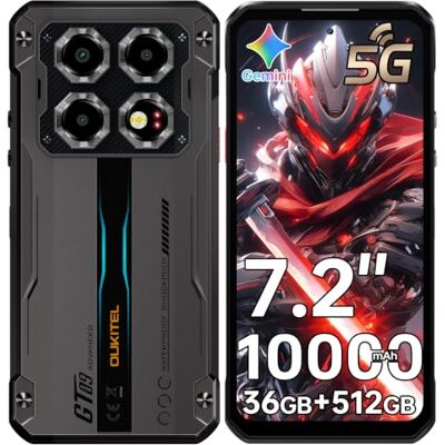 Oukitel WP60 5G Movil Irrompible, 7.2" HD+ 120Hz Móvil Resistente 36GB RAM + 512GB ROM/2TB Móvil Rugerizado, Batería 10000mAh/33W, Cámara 108MP+32MP, Dual SIM/OTG/NFC/GPS/Face ID, Nero Oukitel WP60 5G Movil Irrompible, 7.2" HD+ 120Hz Móvil Resistente 36GB RAM + 512GB ROM/2TB Móvil Rugerizado, Batería 10000mAh/33W, Cámara 108MP+32MP, Dual SIM/OTG/NFC/GPS/Face ID, Nero