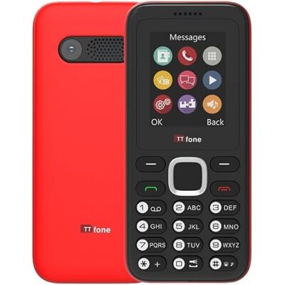 TTfone TT150 Celular Básico Libre con Bluetooth, Batería de Larga Duración, Dual SIM con Cámara y Juegos, Fácil de Usar, Robusto y Ligero (Rojo, con Cargador) TTfone TT150 Celular Básico Libre con Bluetooth, Batería de Larga Duración, Dual SIM con Cámara y Juegos, Fácil de Usar, Robusto y Ligero (Rojo, con Cargador)