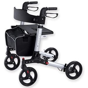 GIMA Andador Stylish plegable, estructura ligera de aluminio, asiento acolchado de nylon, correa de tracción hacia arriba, 43164 GIMA Andador Stylish plegable, estructura ligera de aluminio, asiento acolchado de nylon, correa de tracción hacia arriba, 43164