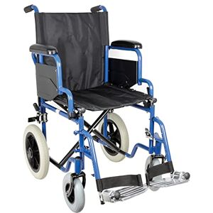 GIMA Silla de ruedas Essex, asiento de tela negra, marco de acero y frenos de bloqueo en ruedas traseras, 46 cm, GIMA Silla de ruedas Essex, asiento de tela negra, marco de acero y frenos de bloqueo en ruedas traseras, 46 cm,