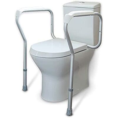 NRS marco de seguridad ligero ajustable en altura y ancho para inodoro, mediano, gris y blanco NRS marco de seguridad ligero ajustable en altura y ancho para inodoro, mediano, gris y blanco