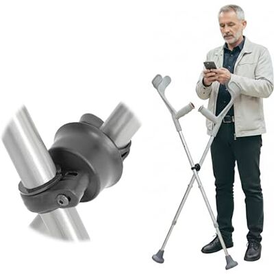KMINA Clip Unión de Muletas con Cierre Magnético, Clip Anticaída para Unir 2 Muletas y Mantenerlas Juntas, Ajustable, Facil Separación Fabricado en España KMINA Clip Unión de Muletas con Cierre Magnético, Clip Anticaída para Unir 2 Muletas y Mantenerlas Juntas, Ajustable, Facil Separación Fabricado en España