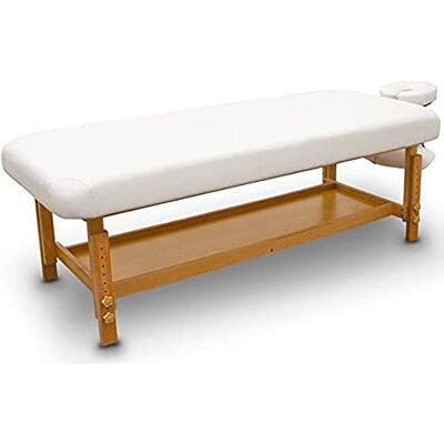 QUIRUMED Camilla de Masaje Fija de Madera, para SPA, Color Blanco, Cama de Masaje, Polipiel, Altura Regulable, Cabezal extraíble, Bandeja apoyabrazos, Tapizado Alta Densidad QUIRUMED Camilla de Masaje Fija de Madera, para SPA, Color Blanco, Cama de Masaje, Polipiel, Altura Regulable, Cabezal extraíble, Bandeja apoyabrazos, Tapizado Alta Densidad