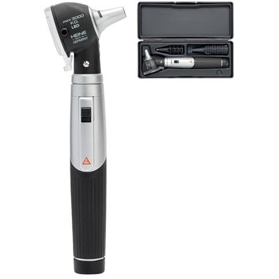 Heine Mini 3000 Otoscopio de fibra óptica LED, Negro, con estuche, NegroEn estuche rígido Heine Mini 3000 Otoscopio de fibra óptica LED, Negro, con estuche, NegroEn estuche rígido