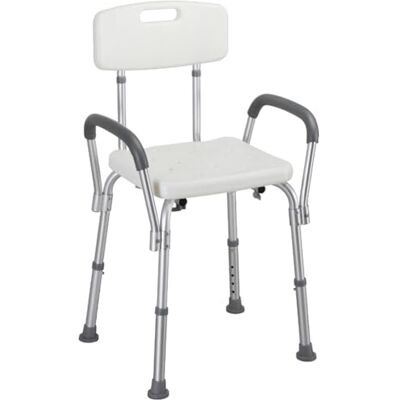 BAKAJI Taburete de Ducha con Respaldo y reposabrazos extraíbles. Silla de bañera. Soporte para Personas Mayores BAKAJI Taburete de Ducha con Respaldo y reposabrazos extraíbles. Silla de bañera. Soporte para Personas Mayores