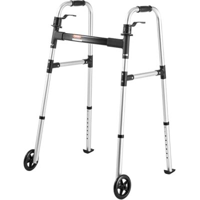 VEVOR Andador Plegable de 2 Botones, con Ruedas Delanteras de 12,7 cm y Altura Ajustable en 8 Niveles, con Capacidad de Carga 159 kg, Ligero, de Aluminio, Ideal para Personas Mayores y Adultos VEVOR Andador Plegable de 2 Botones, con Ruedas Delanteras de 12,7 cm y Altura Ajustable en 8 Niveles, con Capacidad de Carga 159 kg, Ligero, de Aluminio, Ideal para Personas Mayores y Adultos