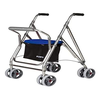 Forta Andador para Personas Mayores, Rollator de Aluminio con Asiento, Andador de Aluminio Plegable, Color Azul Forta Andador para Personas Mayores, Rollator de Aluminio con Asiento, Andador de Aluminio Plegable, Color Azul