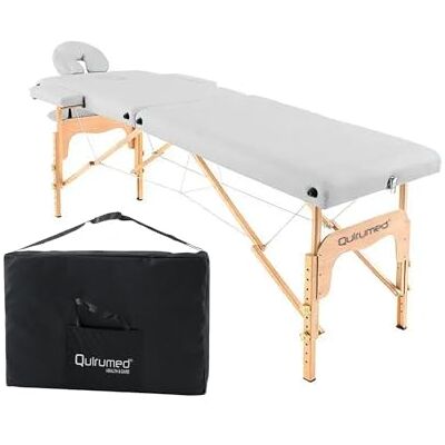 QUIRUMED Camilla de Masaje Plegable de Madera Easy, Color Blanco, 186 x 66 cm, Mesa de Masaje, Masaje Fisioterapia, Polipiel, Cabezal articulado, Altura Regulable, 2 cuerpos QUIRUMED Camilla de Masaje Plegable de Madera Easy, Color Blanco, 186 x 66 cm, Mesa de Masaje, Masaje Fisioterapia, Polipiel, Cabezal articulado, Altura Regulable, 2 cuerpos