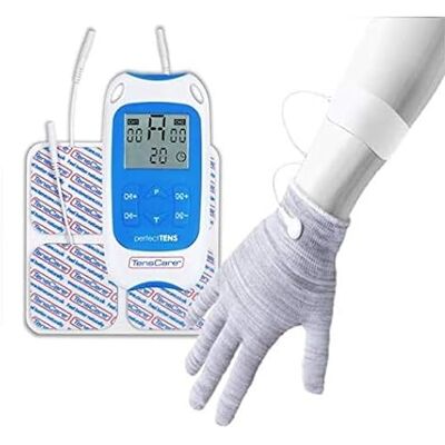TensCare Perfect Tens – Dispositivo TENS con Guantes Conductores( talla M) para Dolor de Manos, Artritis y Mejora Circulación, 2 Canales TensCare Perfect Tens – Dispositivo TENS con Guantes Conductores( talla M) para Dolor de Manos, Artritis y Mejora Circulación, 2 Canales