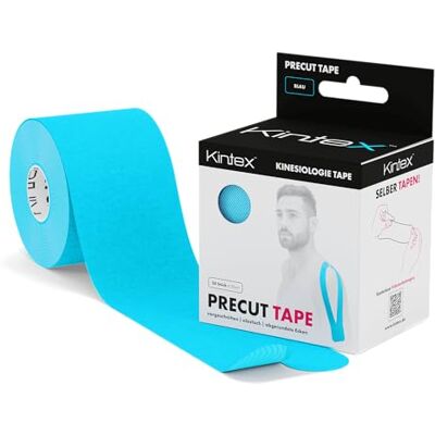 Cinta de Kinesiología Kintex PreCortada - 20 Tiras, Azul - Soporte Muscular Cinta de Kinesiología Kintex PreCortada - 20 Tiras, Azul - Soporte Muscular