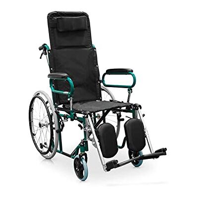 QUIRUMED Silla de ruedas reclinable con reposacabezas, Asiento 46 cm, Ligera, Plegable, Reposabrazos abatibles, Ruedines antivuelco, Frenos de mano y en manetas, Para mayores, Para minusválidos QUIRUMED Silla de ruedas reclinable con reposacabezas, Asiento 46 cm, Ligera, Plegable, Reposabrazos abatibles, Ruedines antivuelco, Frenos de mano y en manetas, Para mayores, Para minusválidos