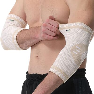 NEOtech Care Codera de compresión Tejido de punto 3D de fibra de bambú Manga elástica y transpirable Golf, tenis, deportes Brazo derecho o izquierdo (Beige, Talla XS, 2 Unidades) NEOtech Care Codera de compresión Tejido de punto 3D de fibra de bambú Manga elástica y transpirable Golf, tenis, deportes Brazo derecho o izquierdo (Beige, Talla XS, 2 Unidades)
