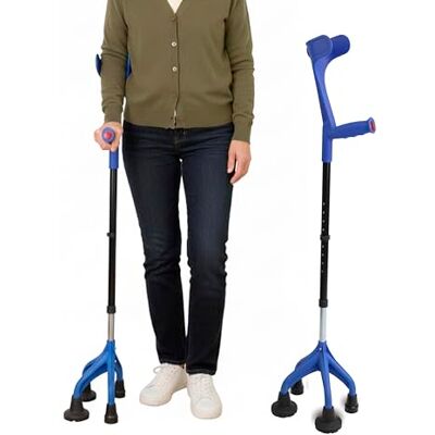 KMINA Muleta 4 Patas para Adultos desde 1,55 m, Altura Ajustable, Azul Cuadrípode Ortopédica, Movilidad Reducida, Acero y Aluminio, Ambos Brazos, Antideslizante, Fabricado en España, Patentado KMINA Muleta 4 Patas para Adultos desde 1,55 m, Altura Ajustable, Azul Cuadrípode Ortopédica, Movilidad Reducida, Acero y Aluminio, Ambos Brazos, Antideslizante, Fabricado en España, Patentado