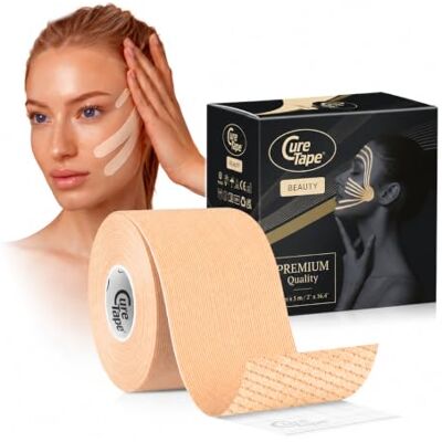 CureTape Cinta de Kinesiología Beauty Cinta Antiarrugas Lifting para tonificar, reafirmar y tensar la piel Venda Piel sensible Suave en la piel y resistente al agua 5cm x 5m CureTape Cinta de Kinesiología Beauty Cinta Antiarrugas Lifting para tonificar, reafirmar y tensar la piel Venda Piel sensible Suave en la piel y resistente al agua 5cm x 5m