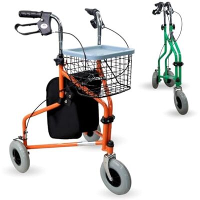 Mobiclinic ®, Andador plegable 3 ruedas, Caleta, Cesta con tapa y bolsa, Frenos en manetas, Regulable altura, Marca española, Ligero, Estructura manejable, Pequeñas, Naranja Mobiclinic ®, Andador plegable 3 ruedas, Caleta, Cesta con tapa y bolsa, Frenos en manetas, Regulable altura, Marca española, Ligero, Estructura manejable, Pequeñas, Naranja