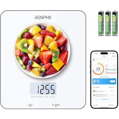 RENPHO Bascula Cocina Inteligente con App Calculadora Nutricional, 5kg RENPHO Bascula Cocina Inteligente con App Calculadora Nutricional, 5kg