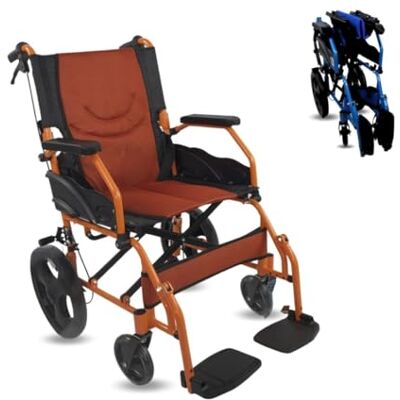 Mobiclinic ®, Silla de ruedas, Plegable, Ligera, Dos sistemas freno, Respaldo, Aluminio, Reposapiés abatibles, Modelo pirámide, Pequeñas, Reposabrazos fijos (Naranja, 46 cm) Mobiclinic ®, Silla de ruedas, Plegable, Ligera, Dos sistemas freno, Respaldo, Aluminio, Reposapiés abatibles, Modelo pirámide, Pequeñas, Reposabrazos fijos (Naranja, 46 cm)