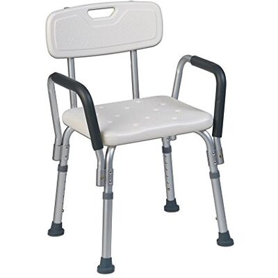 Teqler ® Silla de Ducha Ajustable en Altura, Taburete de Baño para Personas Necesitadas de Cuidados, 38-45 cm Teqler ® Silla de Ducha Ajustable en Altura, Taburete de Baño para Personas Necesitadas de Cuidados, 38-45 cm