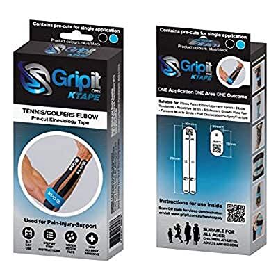 TensCare Cinta Kinesiológica pre-cortada para el codo, Gripit (marca Australiana desarrollada por fisioterapeutas y profesionales del deporte) (Blanco y Negro) TensCare Cinta Kinesiológica pre-cortada para el codo, Gripit (marca Australiana desarrollada por fisioterapeutas y profesionales del deporte) (Blanco y Negro)