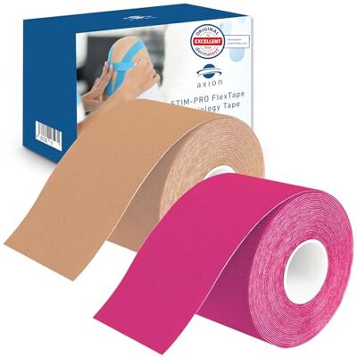 Axion ® Set de 2 Kinesiotape rosa y beige. DERMATEST: MUY BUENO Producto sanitario certificado Cintas kinesiológicas elásticas Rollos sin cortes y resistentes al agua Axion ® Set de 2 Kinesiotape rosa y beige. DERMATEST: MUY BUENO Producto sanitario certificado Cintas kinesiológicas elásticas Rollos sin cortes y resistentes al agua