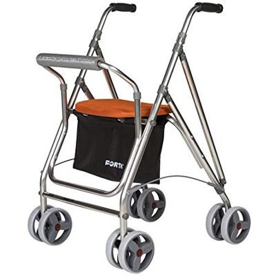 Forta Andador para personas mayores Rollator de aluminio con asiento Andador de aluminio plegable Color naranja Forta Andador para personas mayores Rollator de aluminio con asiento Andador de aluminio plegable Color naranja