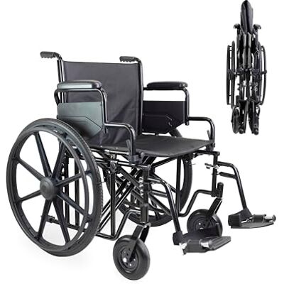 PEPE Mobility Silla de Ruedas Ancha Bariátrica (Asiento 55 cm), Soporta 225kg, Estructura de Acero con Freno, Reposabrazos y Reposapies Abatibles PEPE Mobility Silla de Ruedas Ancha Bariátrica (Asiento 55 cm), Soporta 225kg, Estructura de Acero con Freno, Reposabrazos y Reposapies Abatibles