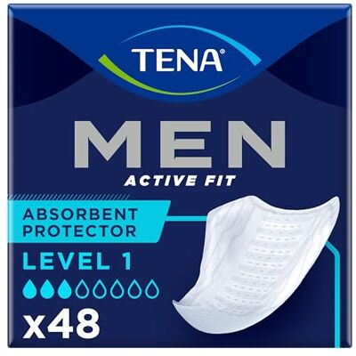 TENA para hombre Level 1, Compresas de incontinencia para control del olor, paquete de 4. TENA para hombre Level 1, Compresas de incontinencia para control del olor, paquete de 4.