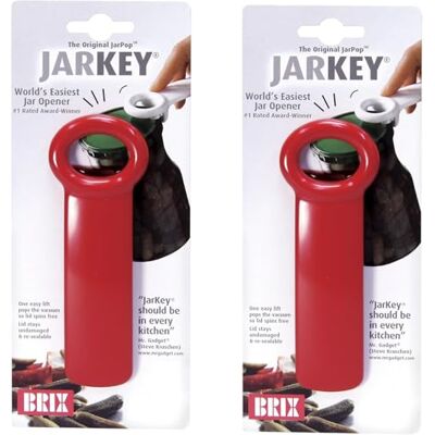BRIX , Abridor fácil original de llaves para tarro, ideal para niños y personas con artritis y túnel carpiano, 14 cm, Rojo, 2 unidades BRIX , Abridor fácil original de llaves para tarro, ideal para niños y personas con artritis y túnel carpiano, 14 cm, Rojo, 2 unidades