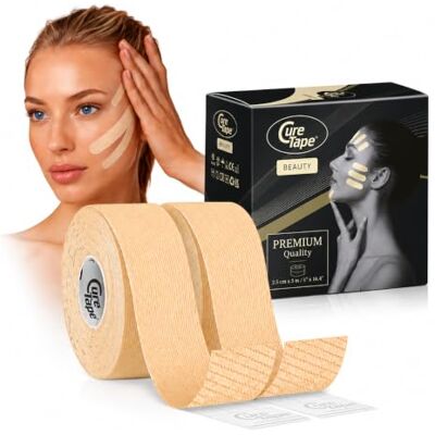 CureTape Cinta de Kinesiología Beauty Cinta Antiarrugas Lifting para tonificar, reafirmar y tensar la piel Venda Piel sensible Suave en la piel y resistente al agua (2x 2.5cm x 5m) CureTape Cinta de Kinesiología Beauty Cinta Antiarrugas Lifting para tonificar, reafirmar y tensar la piel Venda Piel sensible Suave en la piel y resistente al agua (2x 2.5cm x 5m)
