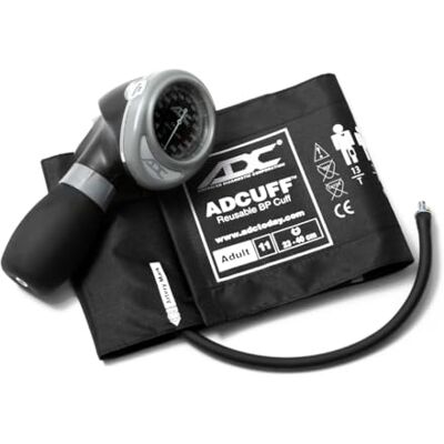 ADC Diagnostix 703 Esfigmomanómetro aneroide de mano profesional con brazalete de nailon uff, adultos, Negro ADC Diagnostix 703 Esfigmomanómetro aneroide de mano profesional con brazalete de nailon uff, adultos, Negro