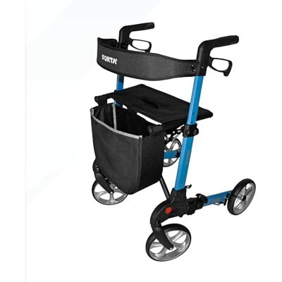 Forta Andador Rollator Karibú, Andador para Ancianos, con Asiento y Cesta de tela, Freno de maneta, Andador Plegable, Peso máximo 130 kg, Talla L, Azul Forta Andador Rollator Karibú, Andador para Ancianos, con Asiento y Cesta de tela, Freno de maneta, Andador Plegable, Peso máximo 130 kg, Talla L, Azul