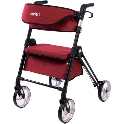 Carlett Andador con Asiento y Respaldo Desmontable, Producto Médico Homologado EU, Cesta Superior e Inferior, Ruedas Grandes, Doble Freno, Manillar Regulable, Robusto, Lett Ride, Rojo Carlett Andador con Asiento y Respaldo Desmontable, Producto Médico Homologado EU, Cesta Superior e Inferior, Ruedas Grandes, Doble Freno, Manillar Regulable, Robusto, Lett Ride, Rojo