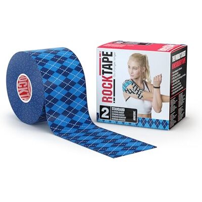 RockTape Standard Cinta Kinesiológica 5cm x 5m – Vendaje Neuromuscular Elástico, Adhesivo Fuerte sin Látex para Recuperación Muscular y Dolor Articular en Rodilla, Hombro, Tobillo Argyle Azul RockTape Standard Cinta Kinesiológica 5cm x 5m – Vendaje Neuromuscular Elástico, Adhesivo Fuerte sin Látex para Recuperación Muscular y Dolor Articular en Rodilla, Hombro, Tobillo Argyle Azul