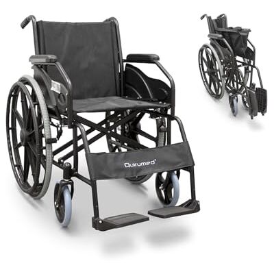 QUIRUMED Silla de ruedas plegable EASY STYLE, Acero, Ancho 46 cm, Fácil plegado, Aros autopropulsores, Reposapiés abatibles, Asiento acolchado, Frenos manuales, Para mayores, Para minusválidos QUIRUMED Silla de ruedas plegable EASY STYLE, Acero, Ancho 46 cm, Fácil plegado, Aros autopropulsores, Reposapiés abatibles, Asiento acolchado, Frenos manuales, Para mayores, Para minusválidos