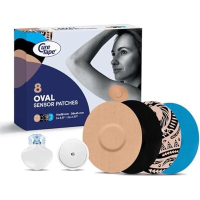 CureTape Parches para Sensores Freestyle Libre, Dexcom G7 y Guardian Parches de fijación impermeables para sensores de glucosa Freestyle Libre, Dexcom y Guardian, adhesión duradera y suaves CureTape Parches para Sensores Freestyle Libre, Dexcom G7 y Guardian Parches de fijación impermeables para sensores de glucosa Freestyle Libre, Dexcom y Guardian, adhesión duradera y suaves