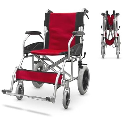 QUIRUMED Silla de ruedas plegable para traslado, Estructura de aluminio, Ultraligera, Frenos de acompañante, Plegado Compacto, Ortopédica, Para minusválidos QUIRUMED Silla de ruedas plegable para traslado, Estructura de aluminio, Ultraligera, Frenos de acompañante, Plegado Compacto, Ortopédica, Para minusválidos