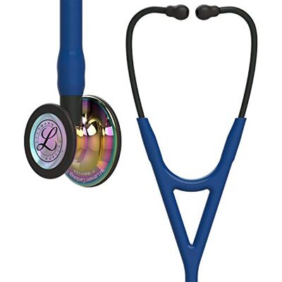 Littmann 3M Cardiology IV Fonendoscopio para diagnóstico, campana de acabado de alto brillo en arcoíris, tubo azul oscuro y vástago y auricular color negro, 68,5 cm, Littmann 3M Cardiology IV Fonendoscopio para diagnóstico, campana de acabado de alto brillo en arcoíris, tubo azul oscuro y vástago y auricular color negro, 68,5 cm,