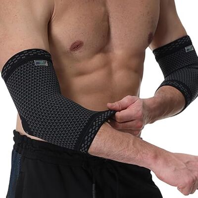 NEOtech Care Codera de compresión Tejido de punto 3D de fibra de bambú Manga elástica y transpirable Golf, tenis, deportes Brazo derecho o izquierdo (Negro, Talla S, 2 Unidades) NEOtech Care Codera de compresión Tejido de punto 3D de fibra de bambú Manga elástica y transpirable Golf, tenis, deportes Brazo derecho o izquierdo (Negro, Talla S, 2 Unidades)