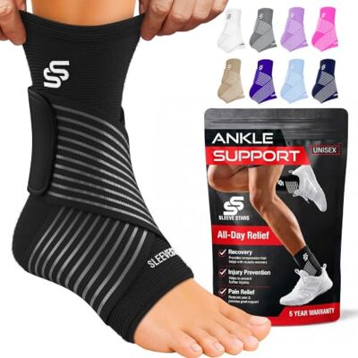 Sleeve Stars Tobillera para mujeres y hombres, tobillera para esguince de tobillo, manga de compresión para alivio de la fascitis plantar, soporte fácil de personalizar: con correa extraíble Sleeve Stars Tobillera para mujeres y hombres, tobillera para esguince de tobillo, manga de compresión para alivio de la fascitis plantar, soporte fácil de personalizar: con correa extraíble