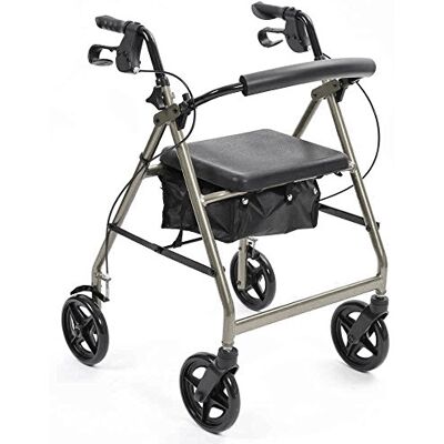 NRS Healthcare Rodillo de 4 ruedas, color plateado NRS Healthcare Rodillo de 4 ruedas, color plateado