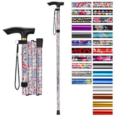 supregear Bastón Plegable, 5 Niveles de Altura Ajustable, Ligero y Portátil para Viaje, Mango en T y Pulsera, Extensible para Personas Mayores y Adultos con Discapacidad supregear Bastón Plegable, 5 Niveles de Altura Ajustable, Ligero y Portátil para Viaje, Mango en T y Pulsera, Extensible para Personas Mayores y Adultos con Discapacidad