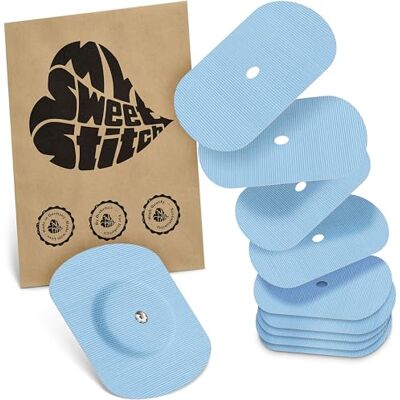 MySweetStitch 10 x Parche FreeStyle Libre 1 & 2 Oval con agujero de ventilación, Overpatch Ø 70 x 55 mm, protector sensor, parches sensor, impermeable, transpirable, suave para la piel, Azul Hielo MySweetStitch 10 x Parche FreeStyle Libre 1 & 2 Oval con agujero de ventilación, Overpatch Ø 70 x 55 mm, protector sensor, parches sensor, impermeable, transpirable, suave para la piel, Azul Hielo